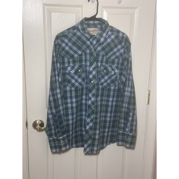 Wrangler Other - Wrangler Western Fashion Snap Shirt Men's Large Plaid  Long Sleeve